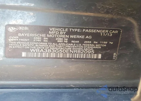 2014 BMW 328 Xi from USA, damaged, VIN WBA3B3G50ENR82095